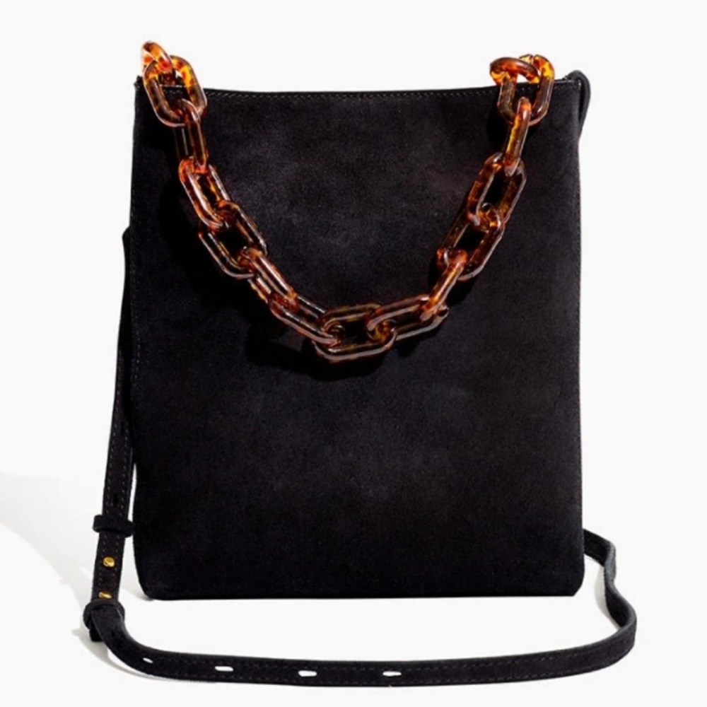 Madewell Crossbody Suede Purse with Tortoise Chain